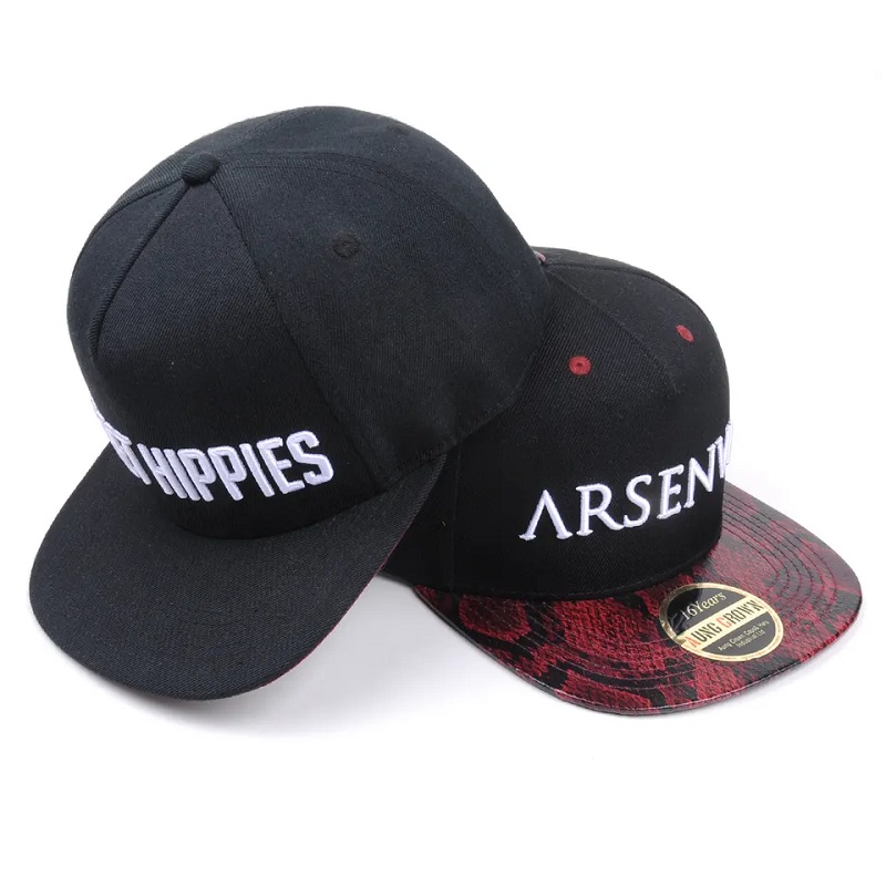 Nagykereskedelmi design Street Dance Hip Hop Flat Bill egyedi kalapok hímzés Fekete Snapback