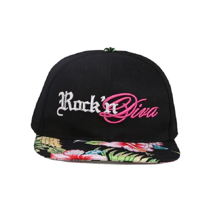 Vicces OEM 100% poliészter alsó alsó hímzés trópusinyomtatás 2 hangú Snapback sapka