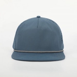 OEM egyedi tervezési logó 5 panel klasszikus, strukturált sima üres lézer vágás 5 panel perforált gorrasnylon kötél kalap