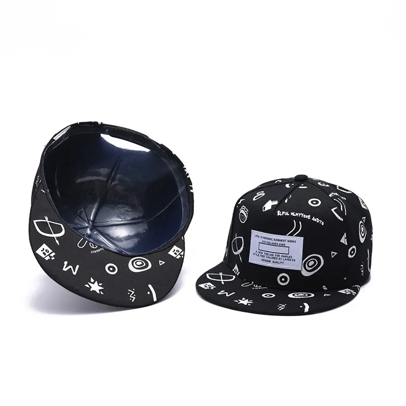 Nyári tavaszinyomtatási szublimációs kalapok 3D hímzés Snapback sapka Patch logónem strukturált lapos karima 6 Panel Snapback Hat