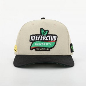 OEM egyedi 5 panel ívelt karimás pamut baseball sapka, középső profilú sport gorras, 3D -s puff hímzés logó strukturált apa kalap